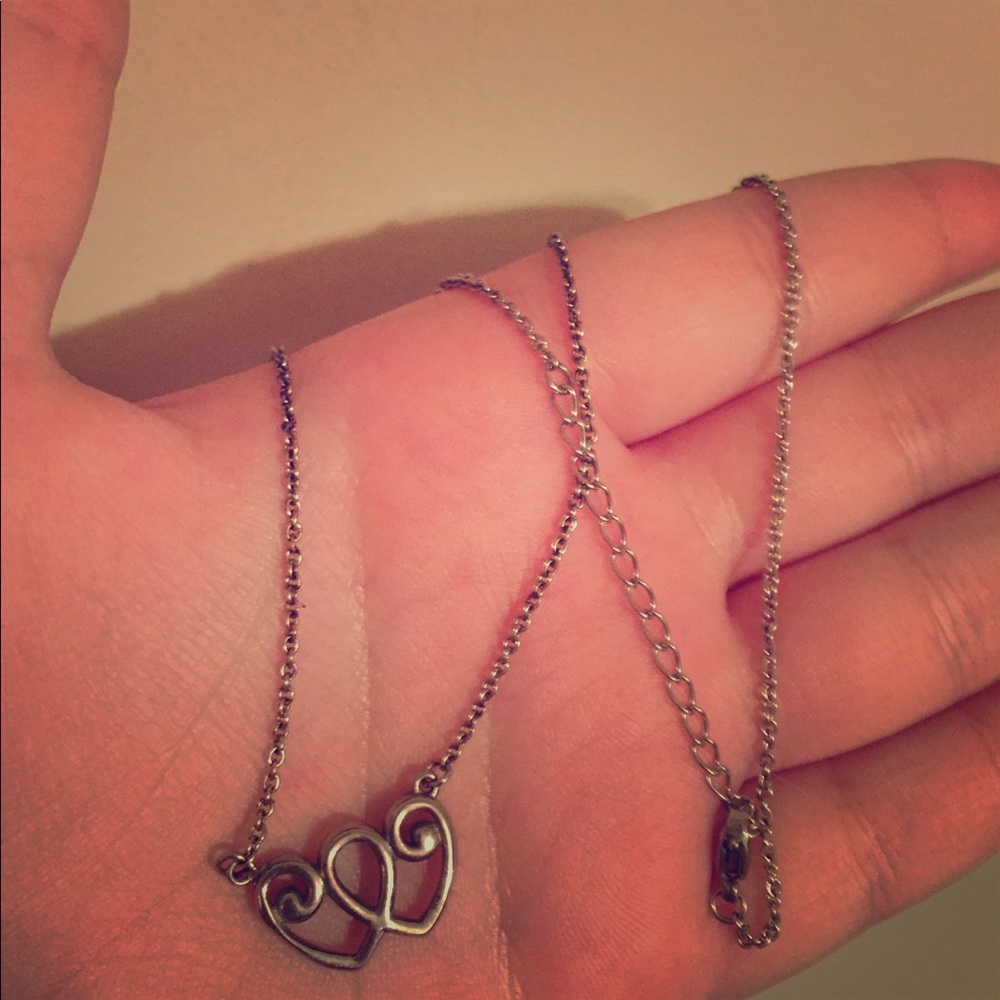 Sliver Intertwined Hearts Necklace